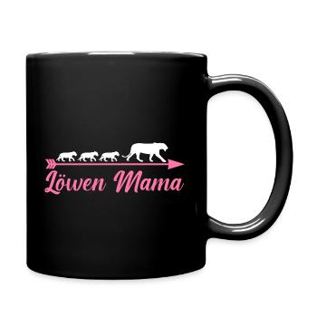 Mutter Löwen Mama - Tasse einfarbig - Schwarz - Rechts