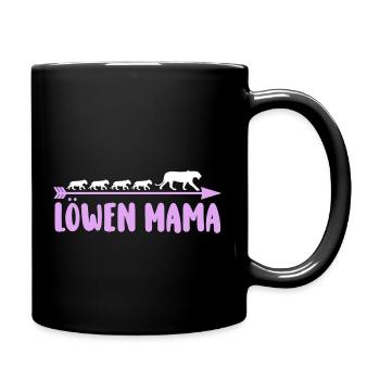 Mutter Löwen Mama - Tasse einfarbig - Schwarz - Rechts