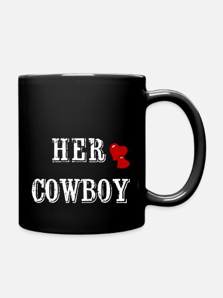 Cowboy, Valentinstag, Partnerlook, passendes Paar - Tasse einfarbig - Schwarz