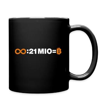 Unendlich geteilt durch 21 Millionen - Tasse einfarbig - Schwarz - Rechts