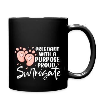 Pregnant with a purpose Proud Surrogate - Full Colour Mug - black - Right