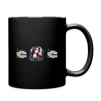 Insert Coffee to Begin | Cartoon GTA style mug - Full Colour Mug - black - Right