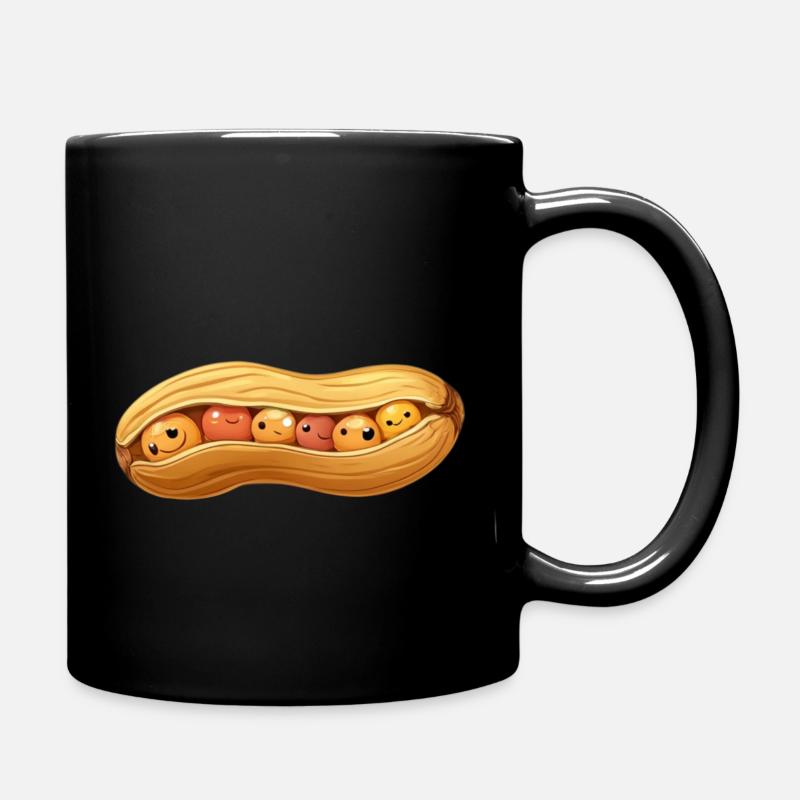 Erdnuss mit lustigen Nüssen // Comic Illustration - Tasse einfarbig - Schwarz