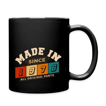 Baujahr 1976 Geburtstag 48 Jahre - Tasse einfarbig - Schwarz - Rechts