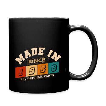 Baujahr 1958 Geburtstag 66 Jahre - Tasse einfarbig - Schwarz - Rechts