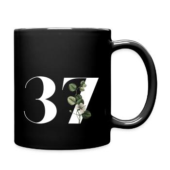 Numéro 37 floral vert - 37e anniversaire floral - Mug uni - noir - Droite
