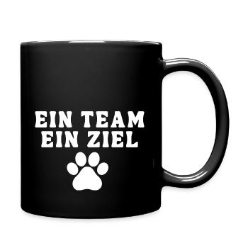 Ein Team ein Ziel Hundesport Hundeliebhaber Hund - Tasse einfarbig - Schwarz - Rechts