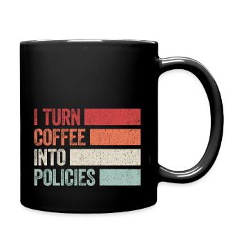 Quand le café rencontre l’assurance, c’est avec humour - Mug uni - noir - Droite