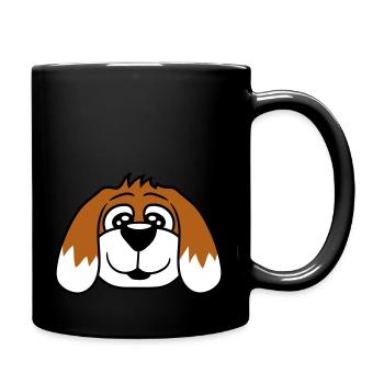 Hund Gesicht Kleiner Glücklicher Welpe Haustier - Tasse einfarbig - Schwarz - Rechts