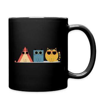 Coole Katzen mit Sonnenbrillen – Geometrisch - Tasse einfarbig - Schwarz - Rechts