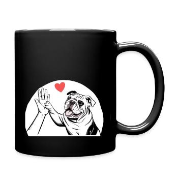 Englische Bulldogge - Tasse einfarbig - Schwarz - Rechts