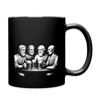 Greek philosophers drinking beer in the pub - Full Colour Mug - black - Right