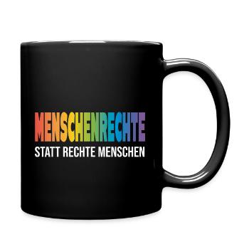 LGBTQ Menschenrechte Spruch Regenbogen LGBTQIA+ - Tasse einfarbig - Schwarz - Rechts