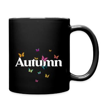 AUTUMN - Beautiful Girl Name with Butterflies - Full Colour Mug - black - Right