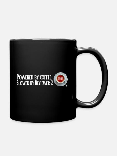 Powered by coffee, Slowed by Reviewer 2 - Full Colour Mug - black