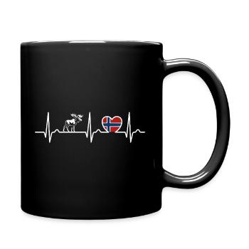 Heart Curve Norway ECG, Pulse, Moose, Gift - Full Colour Mug - black - Right