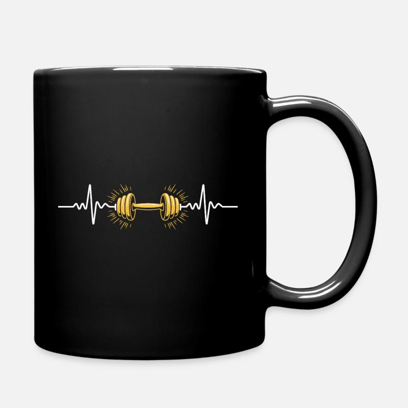 Herzschlag Dumbbell Kraftdesign - Tasse einfarbig - Schwarz