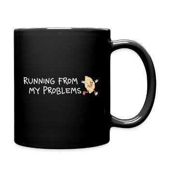 Running from my problems – Lustiger Croissant - Tasse einfarbig - Schwarz - Rechts