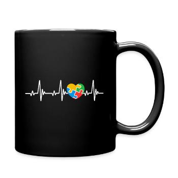 Autism Awareness Heartbeat - Full Colour Mug - black - Right