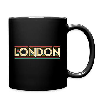 LONDON Retro Neon on Colored Stripes - Full Colour Mug - black - Right