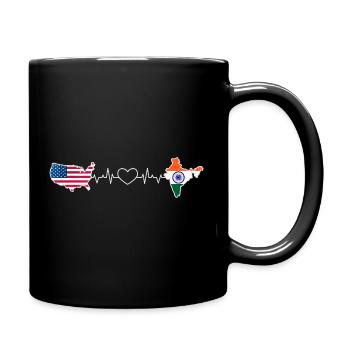 Heartbeat of the USA and India - Full Colour Mug - black - Right