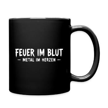 Feuer im Blut – Metal Herz - Tasse einfarbig - Schwarz - Rechts