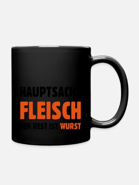 Hauptsache Fleisch - Tasse einfarbig - Schwarz
