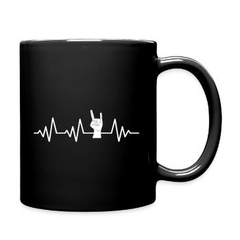 Rocker Rock Hardrock Rockergruß Metal Hand Finger - Tasse einfarbig - Schwarz - Rechts