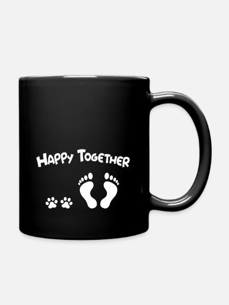 Happy Together dog love - Full Colour Mug - black