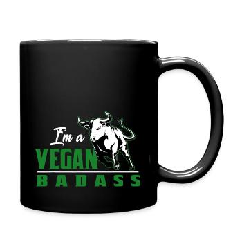 vegan gift fruit saying eco cool vegetarian - Full Colour Mug - black - Right