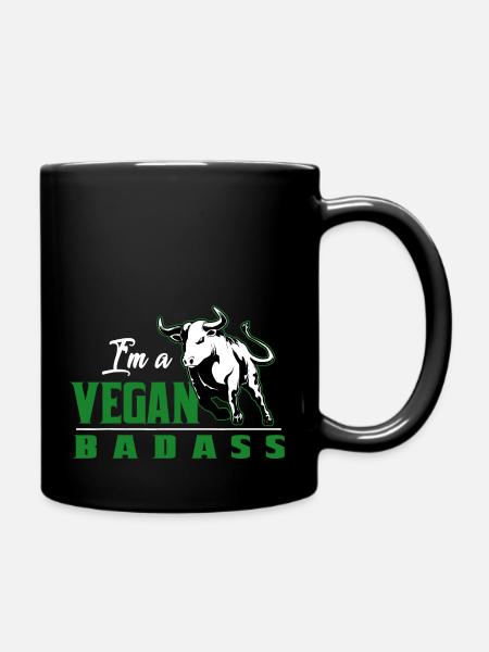 vegan Geschenk Obst Spruch Öko Cool Vegetarier - Tasse einfarbig - Schwarz