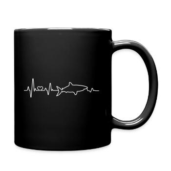 Heartbeat Shark Shark ECG Pulse Shark Fin - Full Colour Mug - black - Right