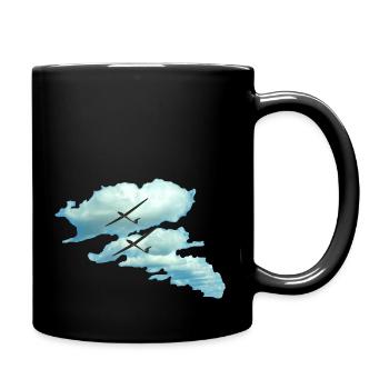 Wolkenstraße Segelflieger gleiten Segelflugzeug - Tasse einfarbig - Schwarz - Rechts