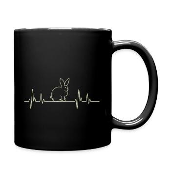 Rabbit Heartbeat - Full Colour Mug - black - Right