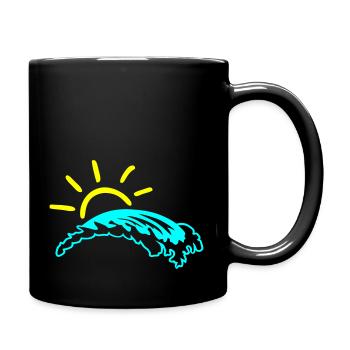 Welle und Sonne - Meer - Tasse einfarbig - Schwarz - Rechts
