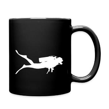 Diver Free Dive Diving Divers Scuba Diving - Full Colour Mug - black - Right