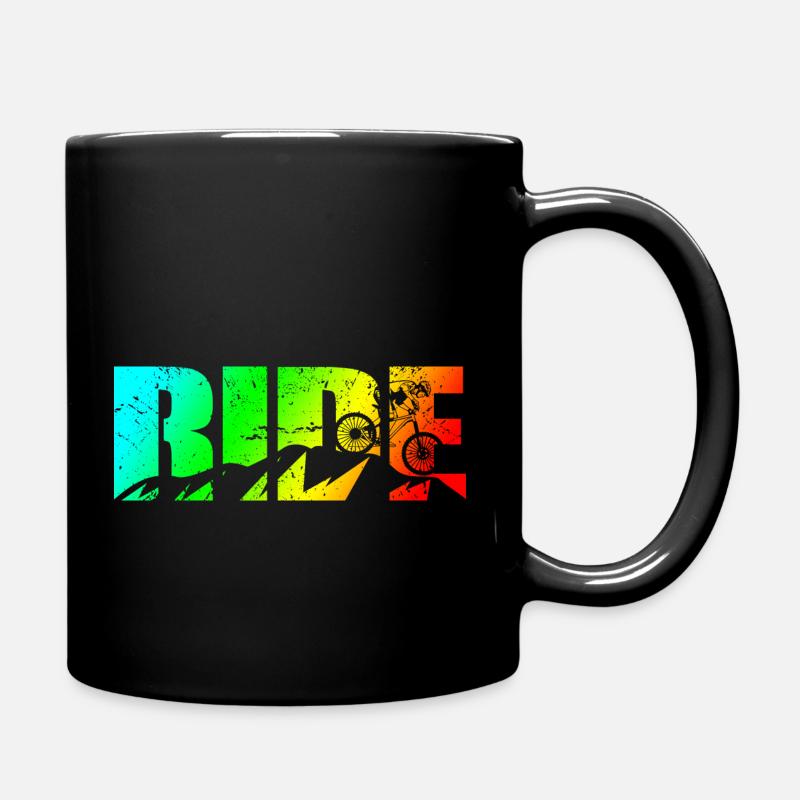 MTB Spruch RIDE Mountainbike Downhill - Tasse einfarbig - Schwarz