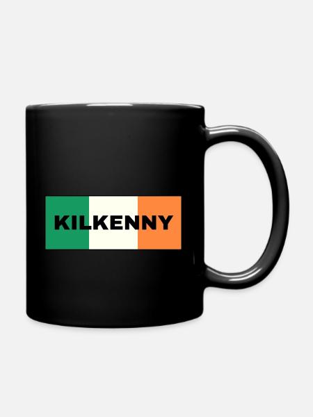Kilkenny City in Irish Flag - Full Colour Mug - black