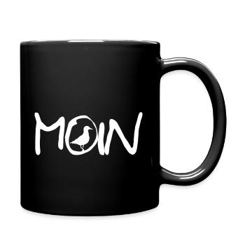 Moin mit Möwe - Tasse einfarbig - Schwarz - Rechts