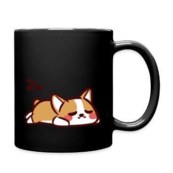Sleepy Cute Corgi - Full Colour Mug - black - Right