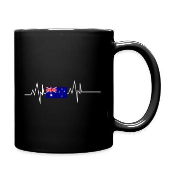 Australia Flag Heartbeat - Full Colour Mug - black - Right