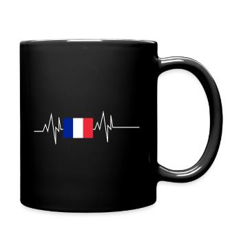Drapeau de la France Heartbeat - Mug uni - noir - Droite