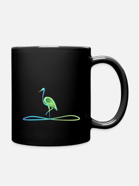 Celtic Heron - Full Colour Mug - black