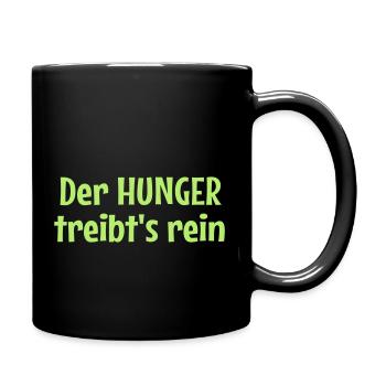 Der Hunger treibt's rein - Tasse einfarbig - Schwarz - Rechts