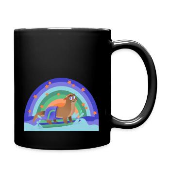 Otter Surfing Rainbow Kidcore Kids Gift - Full Colour Mug - black - Right