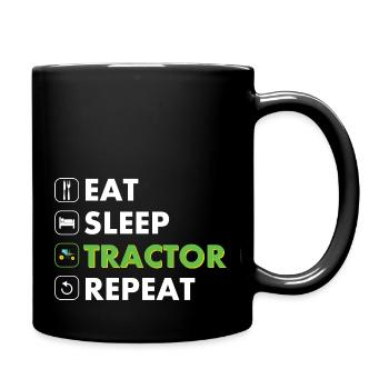 Tractor eat sleep repeat white - Full Colour Mug - black - Right