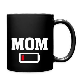 Mom Battery Low Shirt Funny Tired Parenting Mother - Full Colour Mug - black - Right