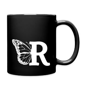 Buchstabe R Schmetterling - Tasse einfarbig - Schwarz - Rechts