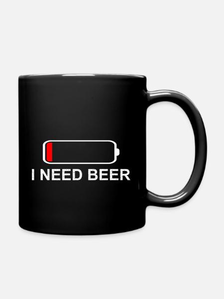 I Need Beer - Tasse einfarbig - Schwarz