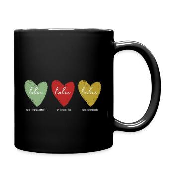 leben lieben lachen untertitel - Tasse einfarbig - Schwarz - Rechts
